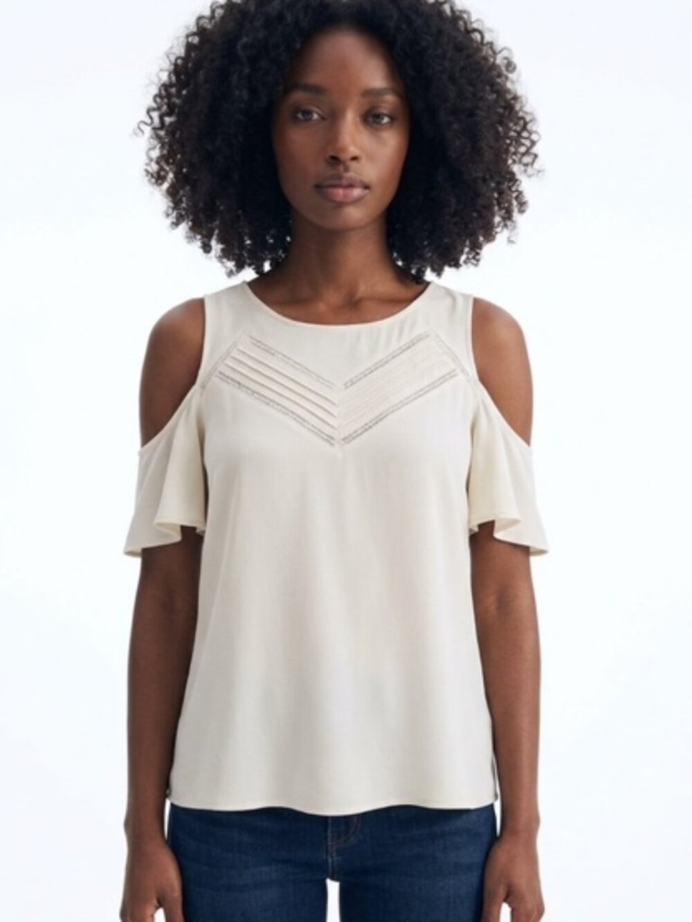 Heartloom Anthropologie Small White Cold Shoulder Top NWT